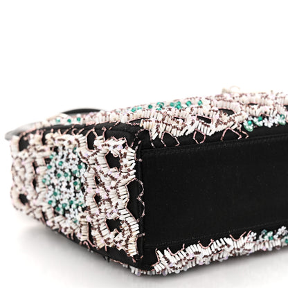 Christian Dior Satin Beaded Embroidered Mini Lady Dior Black White 8 of 9