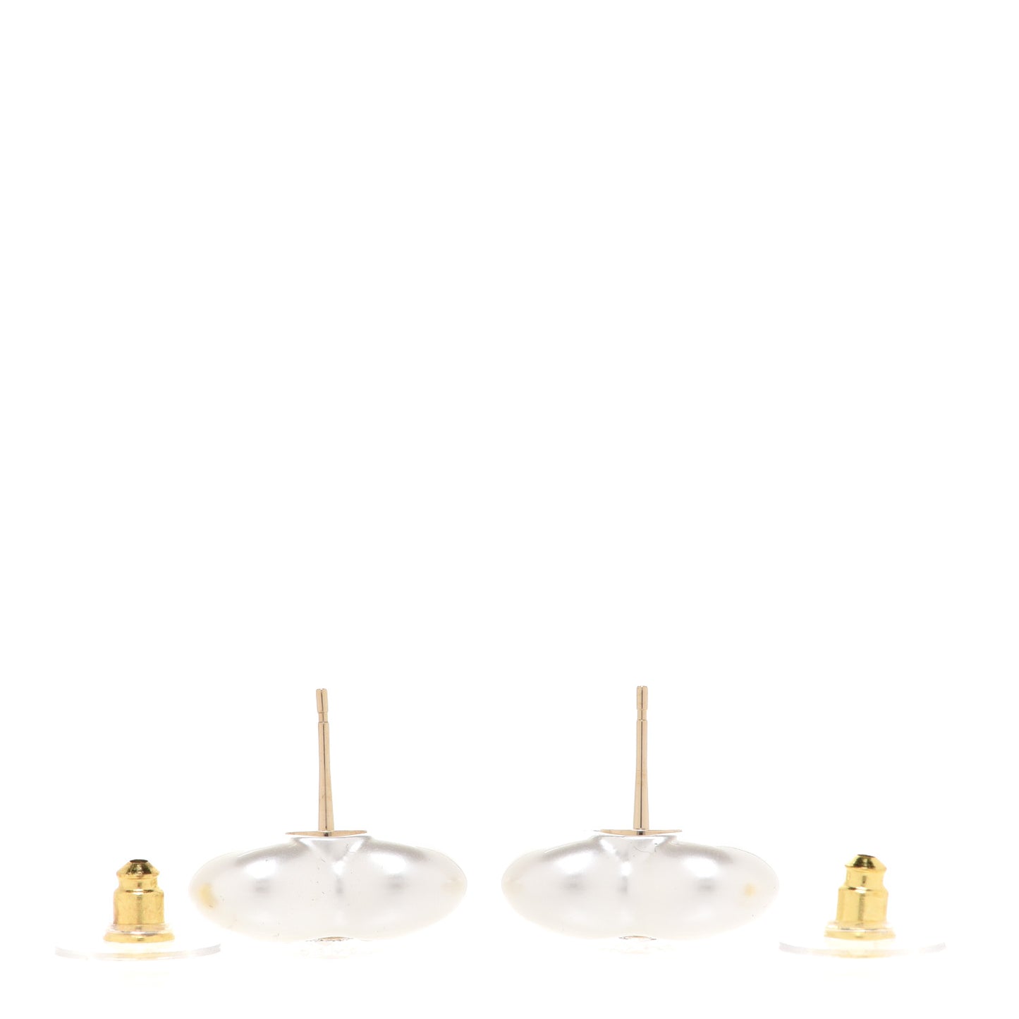 Pearl Crystal CC Heart Earrings Gold