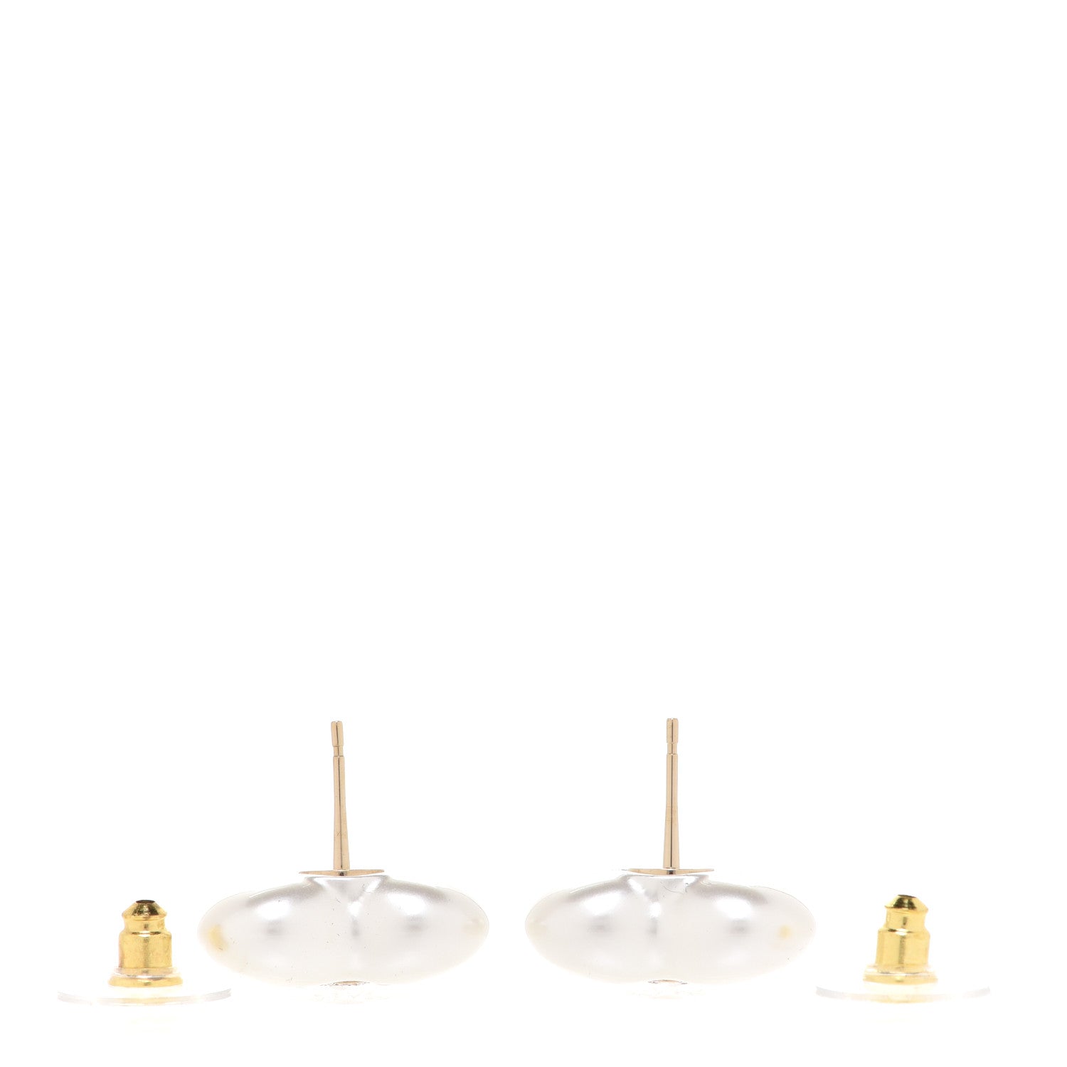 Chanel Pearl Crystal CC Heart Earrings Gold 3 of 5