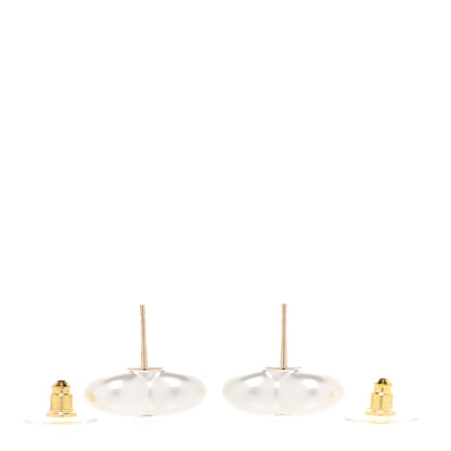 Chanel Pearl Crystal CC Heart Earrings Gold 3 of 5