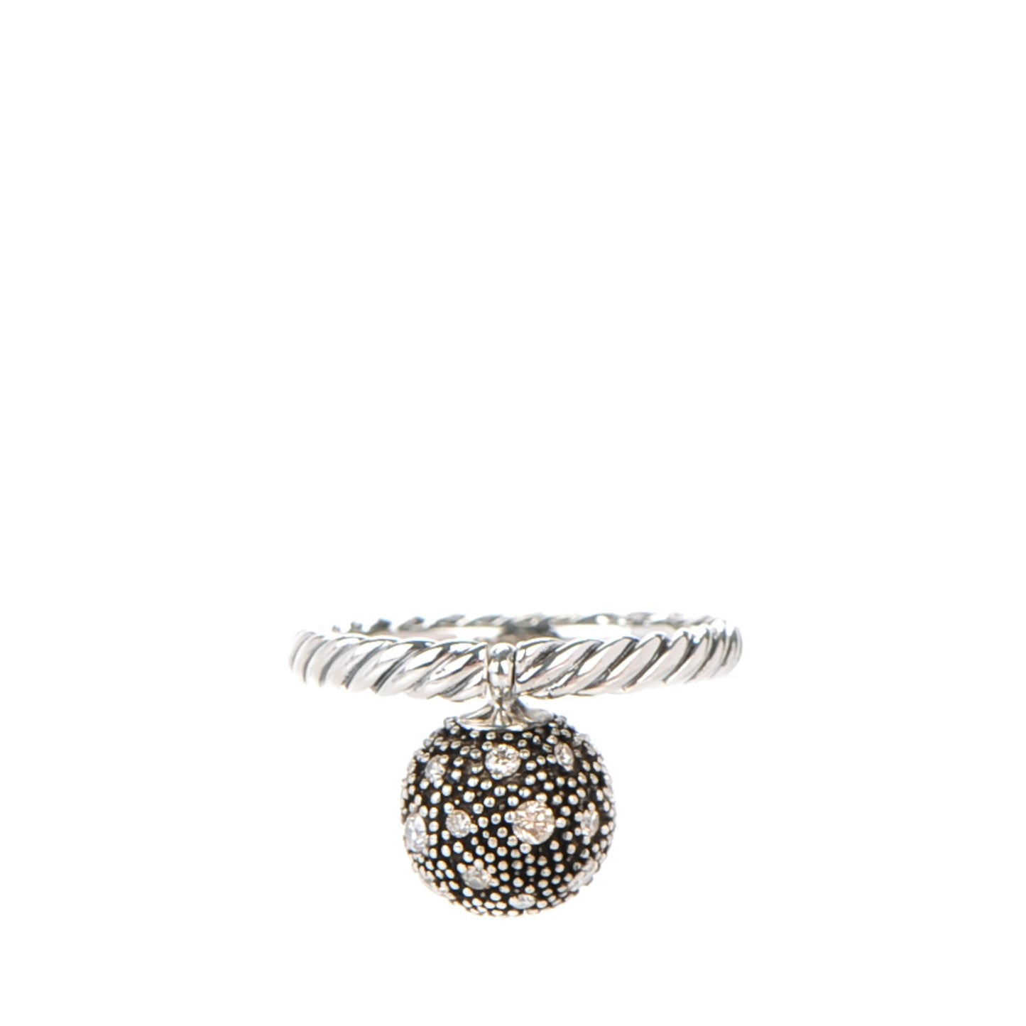 Sterling Silver Pave Diamond 10mm Element Ball Ring 50 5.5