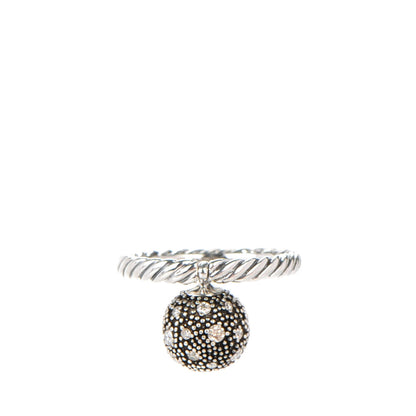 David Yurman Sterling Silver Pave Diamond 10mm Element Ball Ring 50 5.5 1 of 4