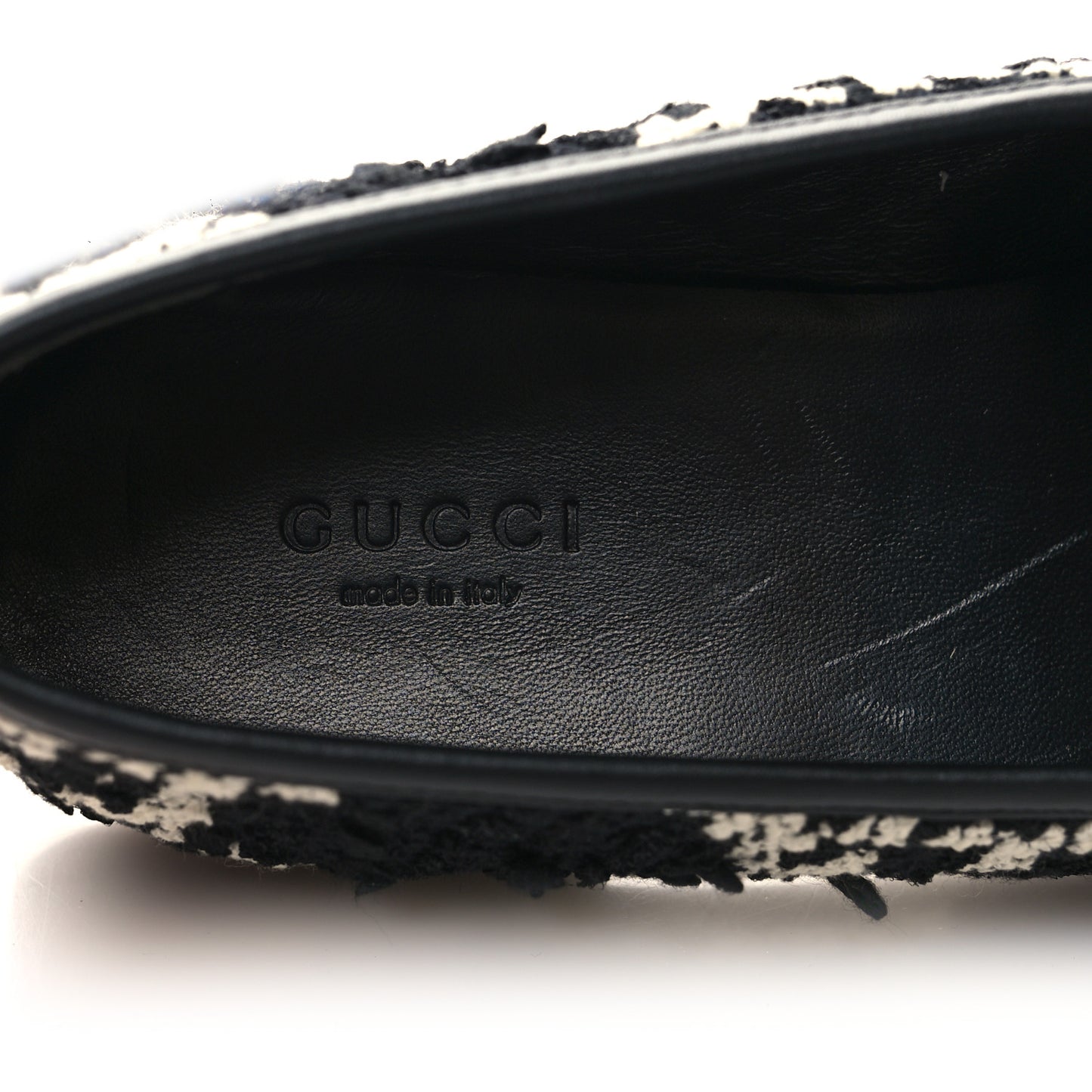 Tweed GG Monogram Horsebit Womens Jordaan Loafers 37.5 Black Natural