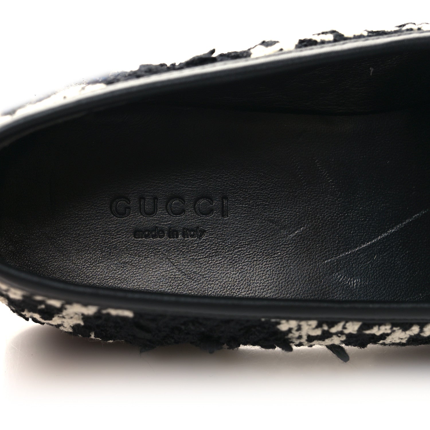 Gucci Tweed GG Monogram Horsebit Womens Jordaan Loafers 37.5 Black Natural 8 of 9