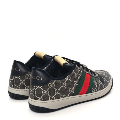 Gucci GG Supereme Monogram Miro Soft Calfskin Web Mens Screener Sneakers 8 Black Grey Sky 4 of 8