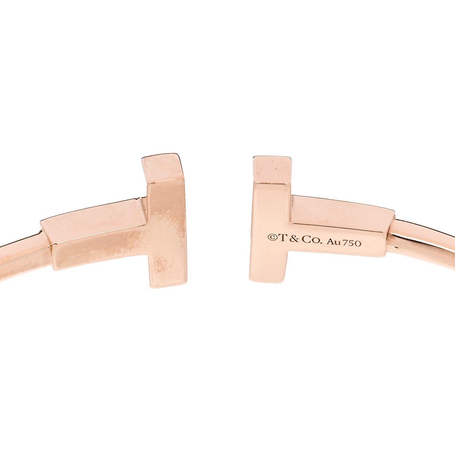 Tiffany 18K Rose Gold Diamond T Wire Bracelet 3 of 3