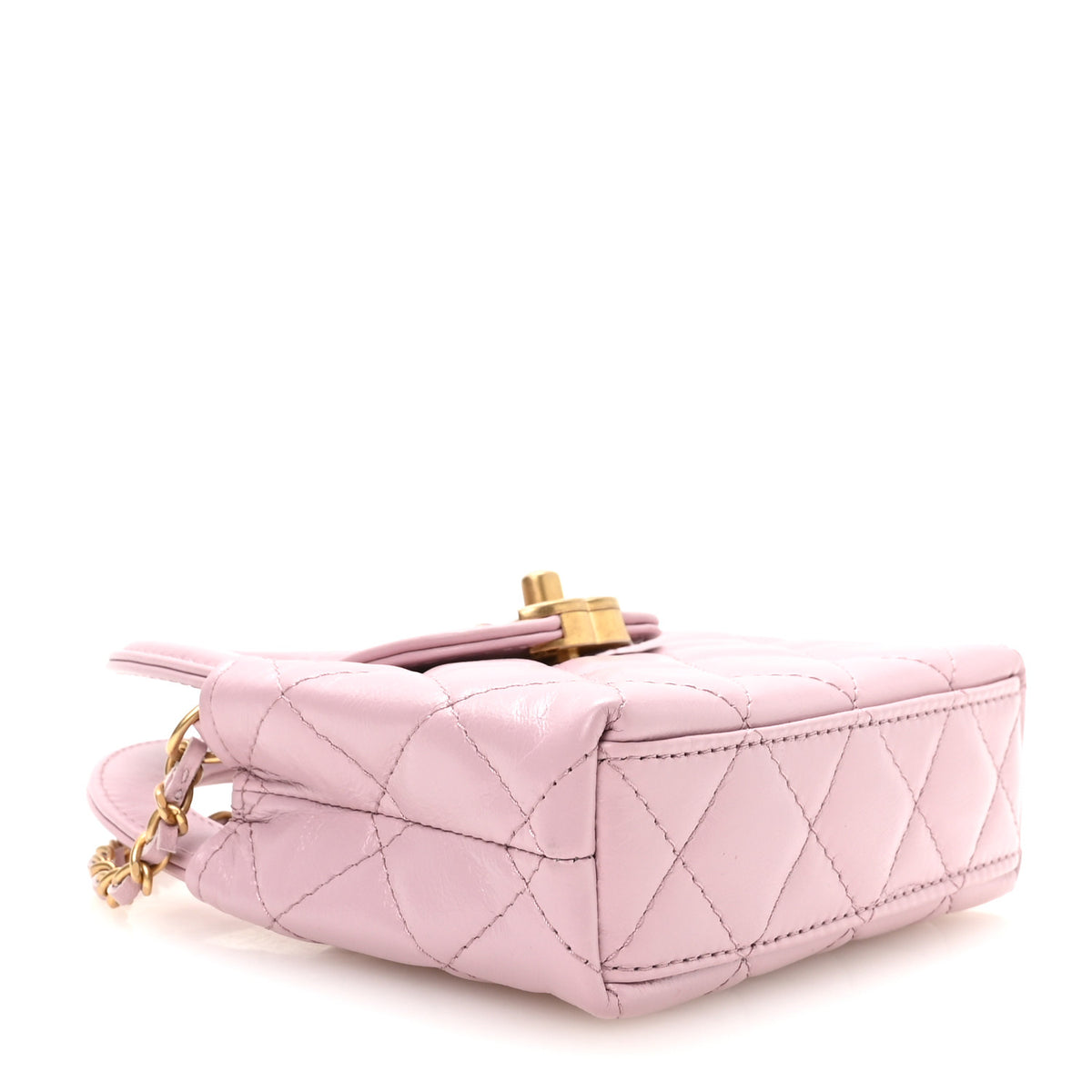 Chanel Shiny Aged Calfskin Quilted Mini Nano Kelly Shopper Pink 4 of 11