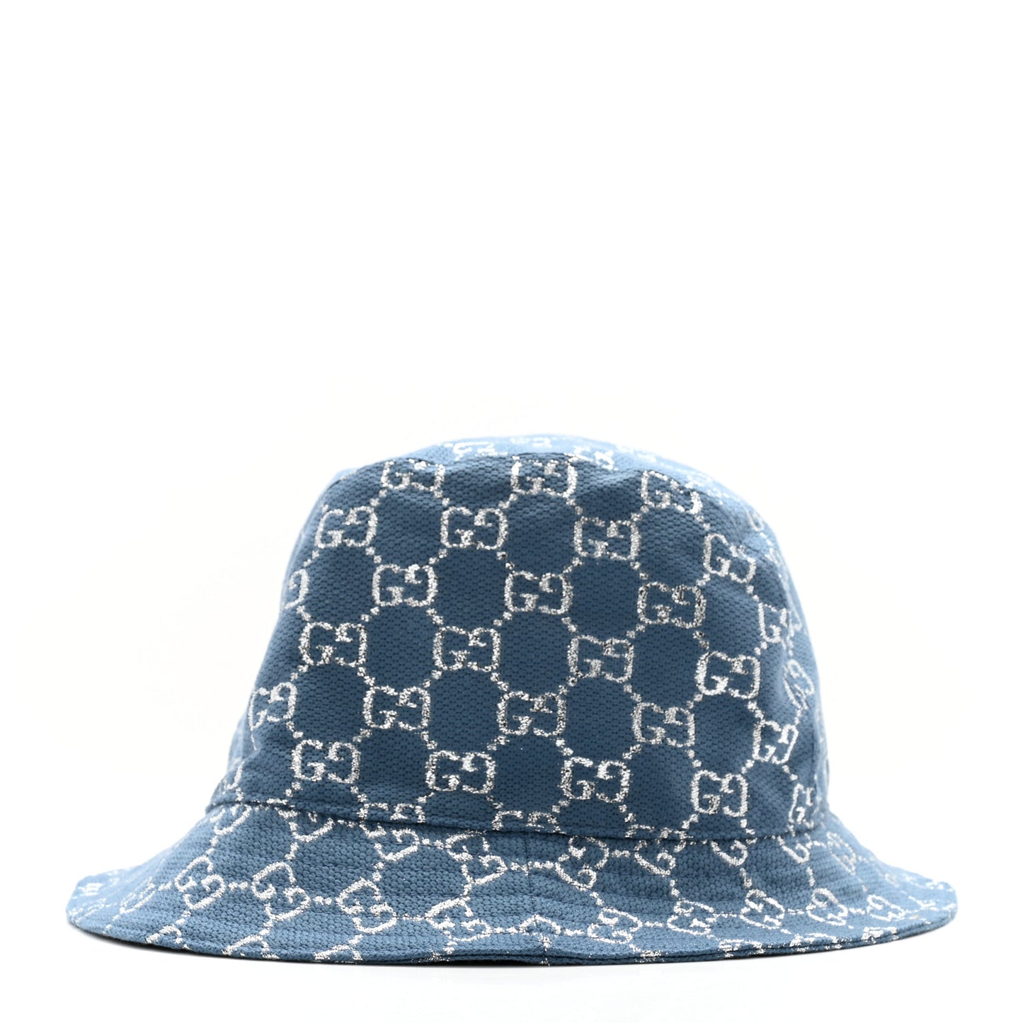 Canvas Lame GG Monogram Bucket Hat M Light Blue Silver