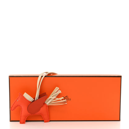 Hermes Milo Lambskin Grigri Rodeo Pegase Horse Bag Charm PM Orange Poppy Craie Terre Battue 5 of 5
