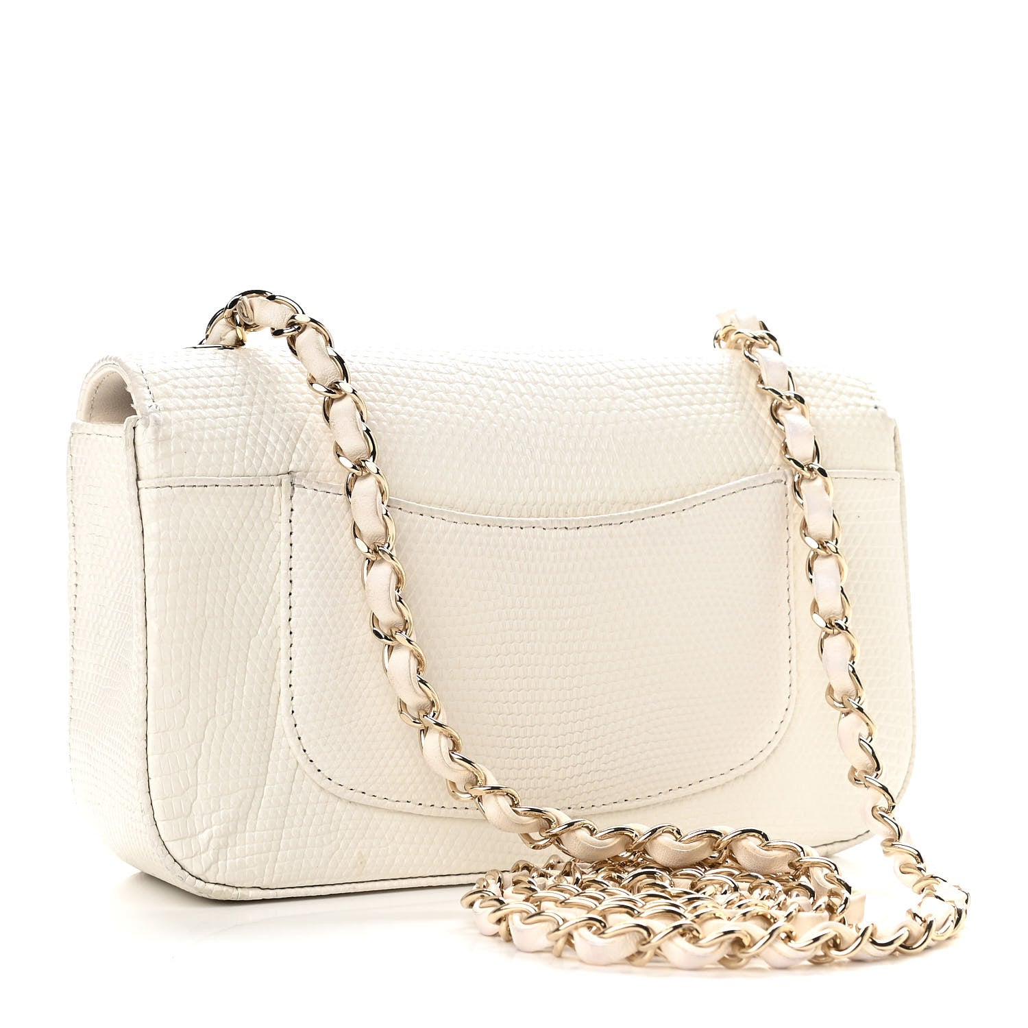 Chanel Lizard Mini Rectangular Flap White 3 of 10