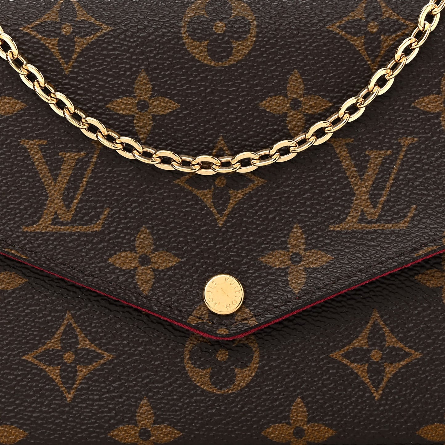 Monogram Pochette Felicie Chain Wallet Fuchsia