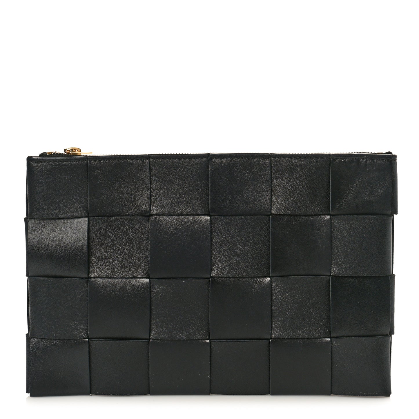 Nappa Maxi Intrecciato Small Cassette Flat Zip Pouch Black