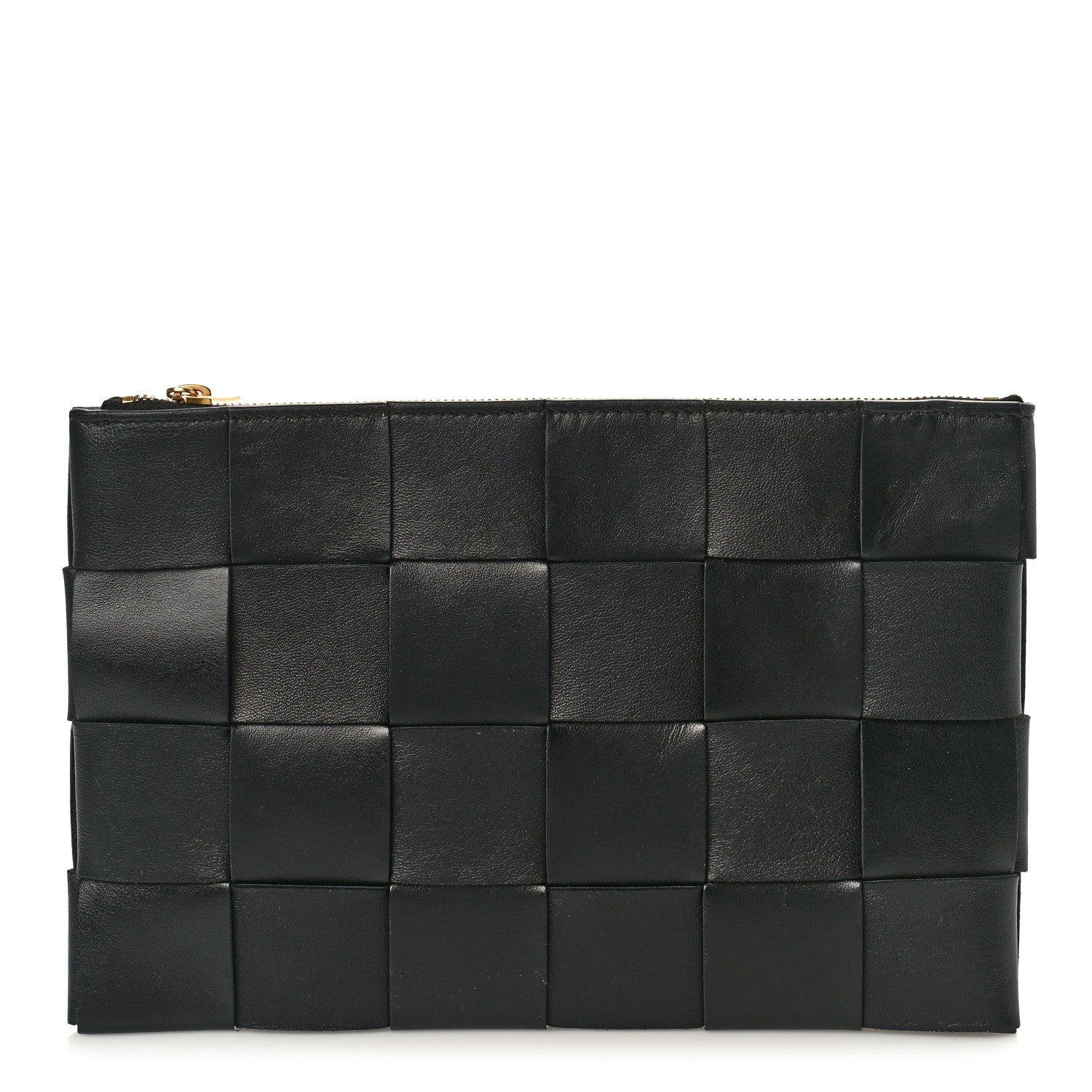 Bottega Veneta Nappa Maxi Intrecciato Small Cassette Flat Zip Pouch Black 1 of 8