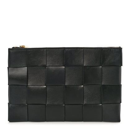Bottega Veneta Nappa Maxi Intrecciato Small Cassette Flat Zip Pouch Black 1 of 8