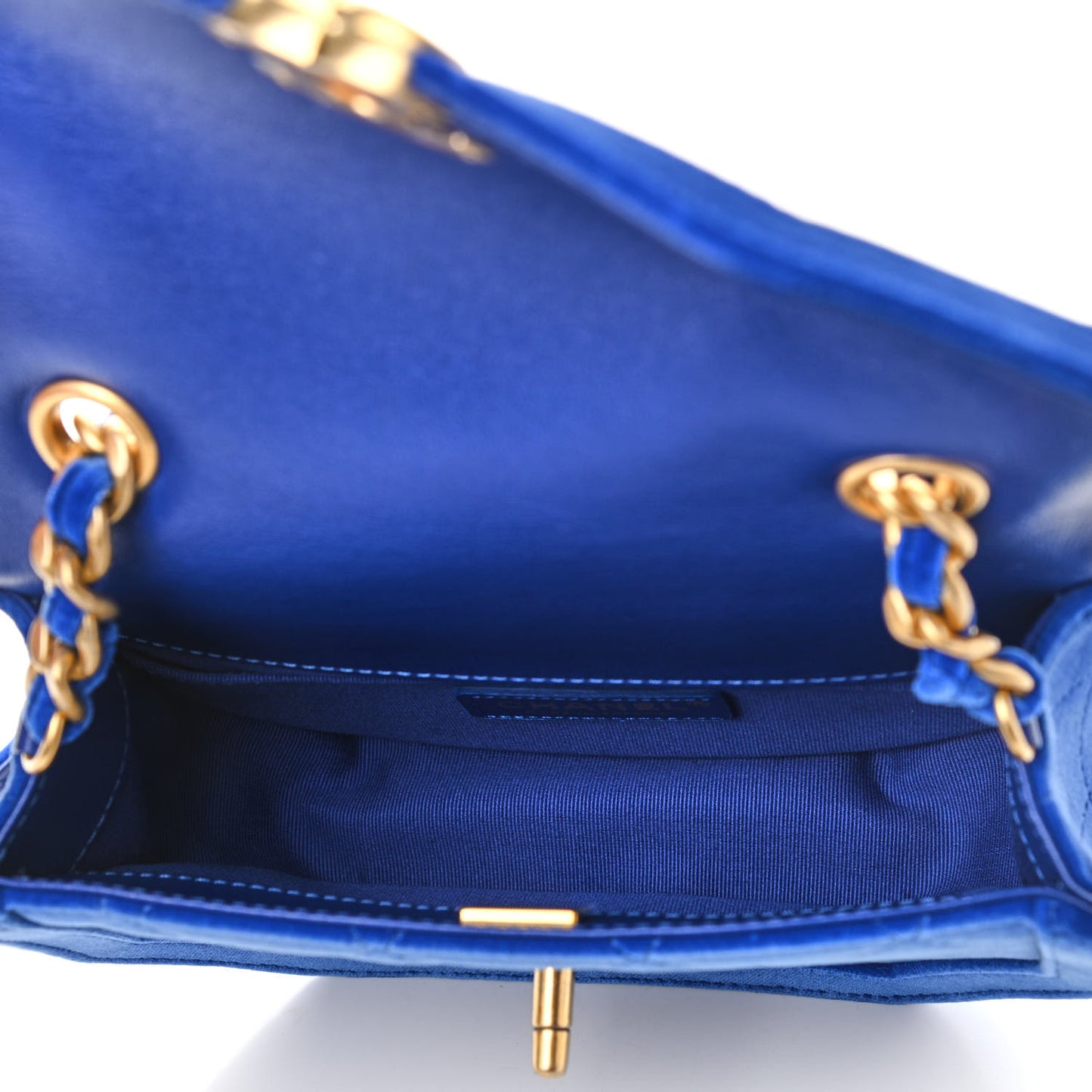 Velvet Quilted Mini Place Vendome Flap Blue