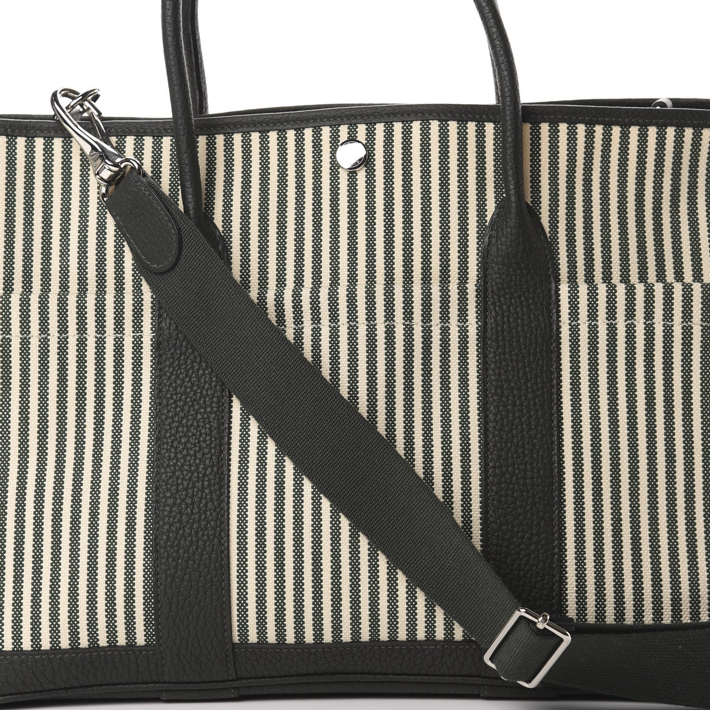 Toile Vache Country Garden Party Pockets 36 MM Tote Ecru Vert Anglais Vert Fonce