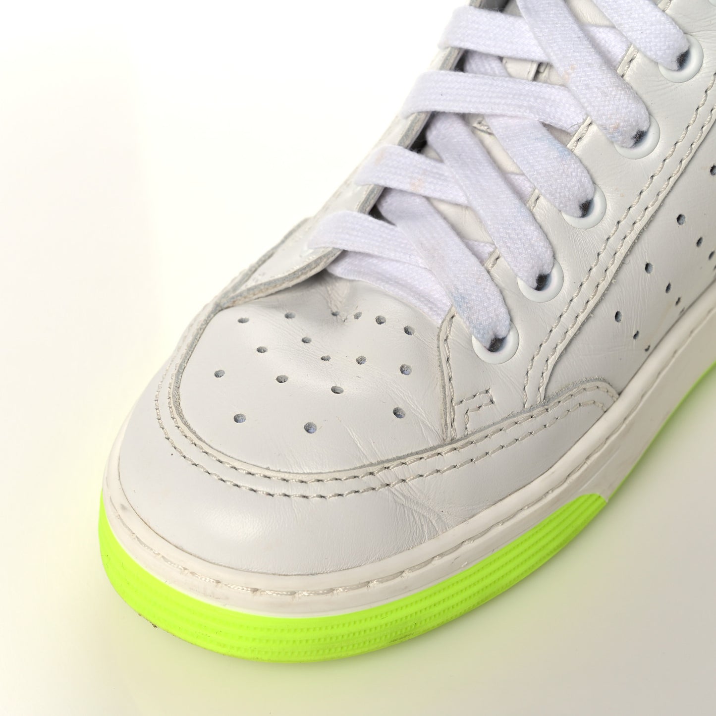 Calfskin Womens Logo High Top Sneakers 36.5 White Multicolor