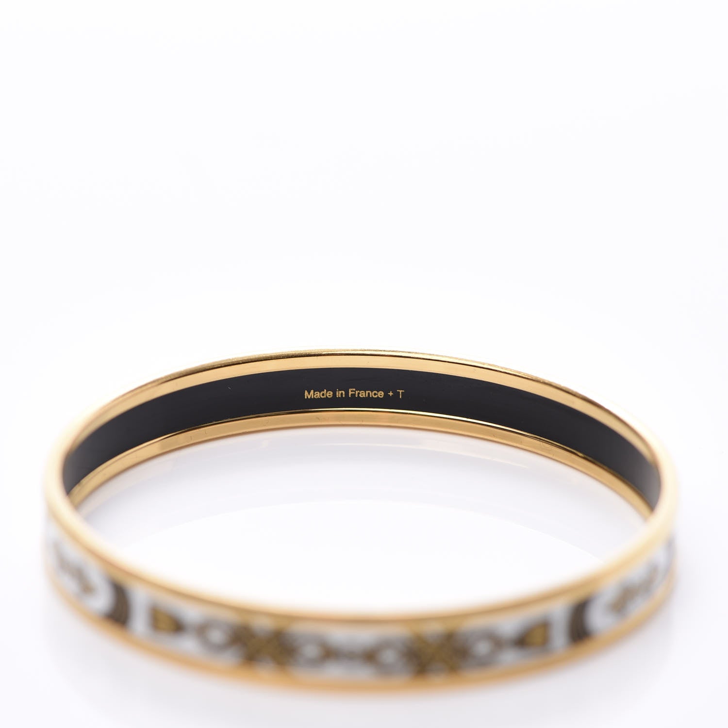 Hermes Enamel Printed Grand Apparat Narrow Bracelet 65 White 4 of 5