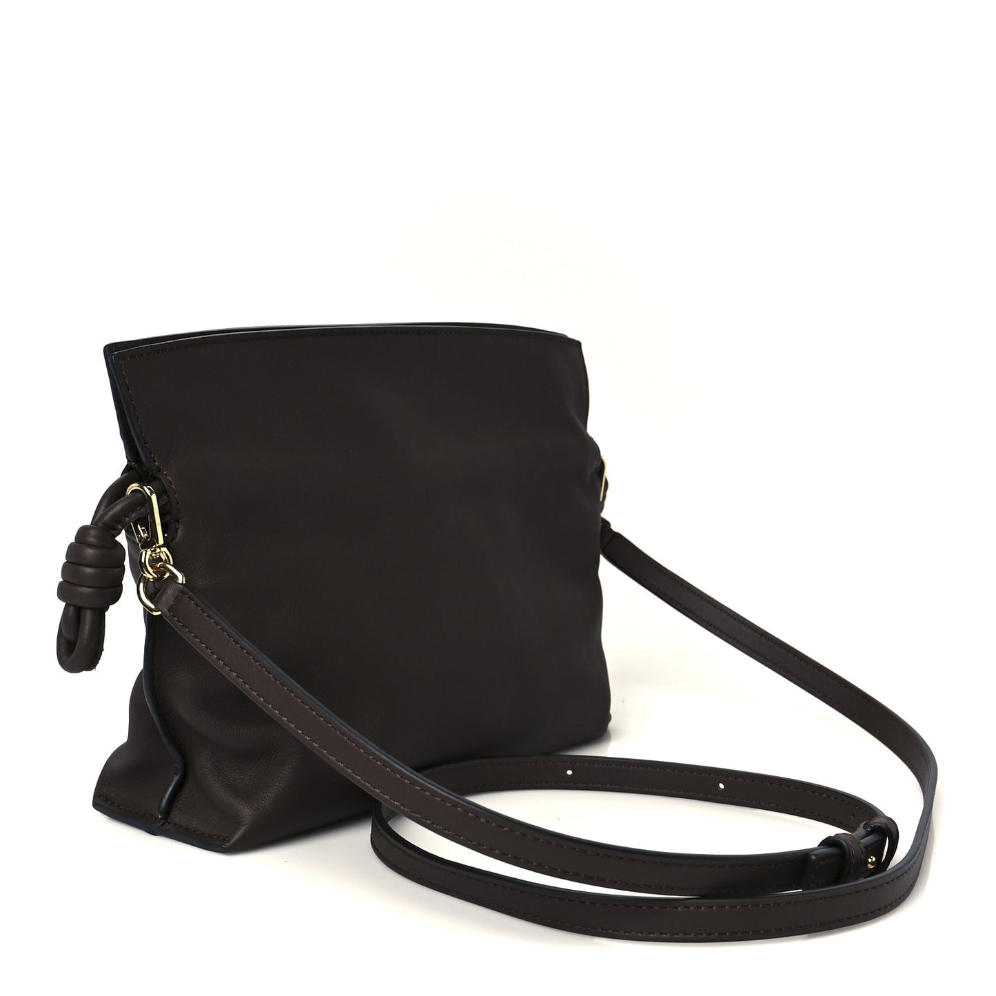 Calfskin Mini Flamenco Knot Clutch Chocolate