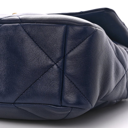 Chanel Lambskin Quilted Large Chanel 19 Flap Navy Blue 10 of 11