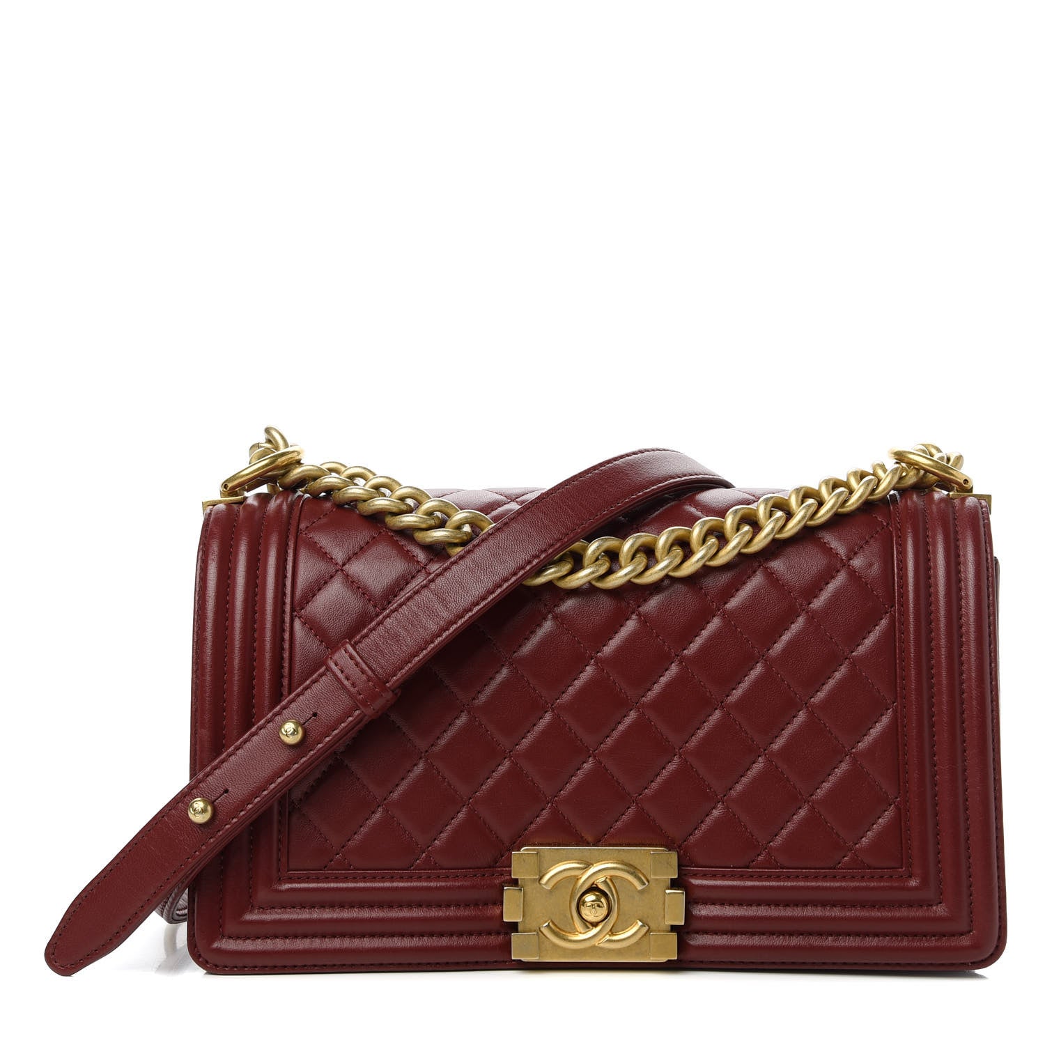 Chanel Lambskin Quilted Medium Boy Flap Burgundy 1 of 11