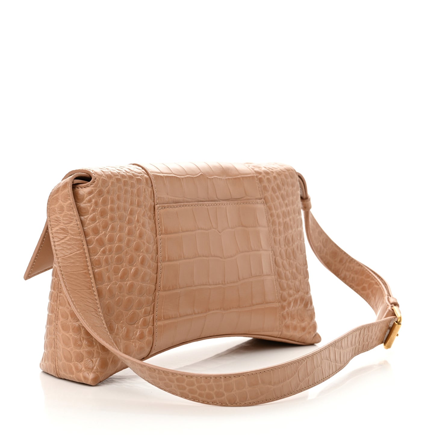 Extra Supple Calfskin Crocodile Embossed XS Downtown Shoulder Bag Nude Beige