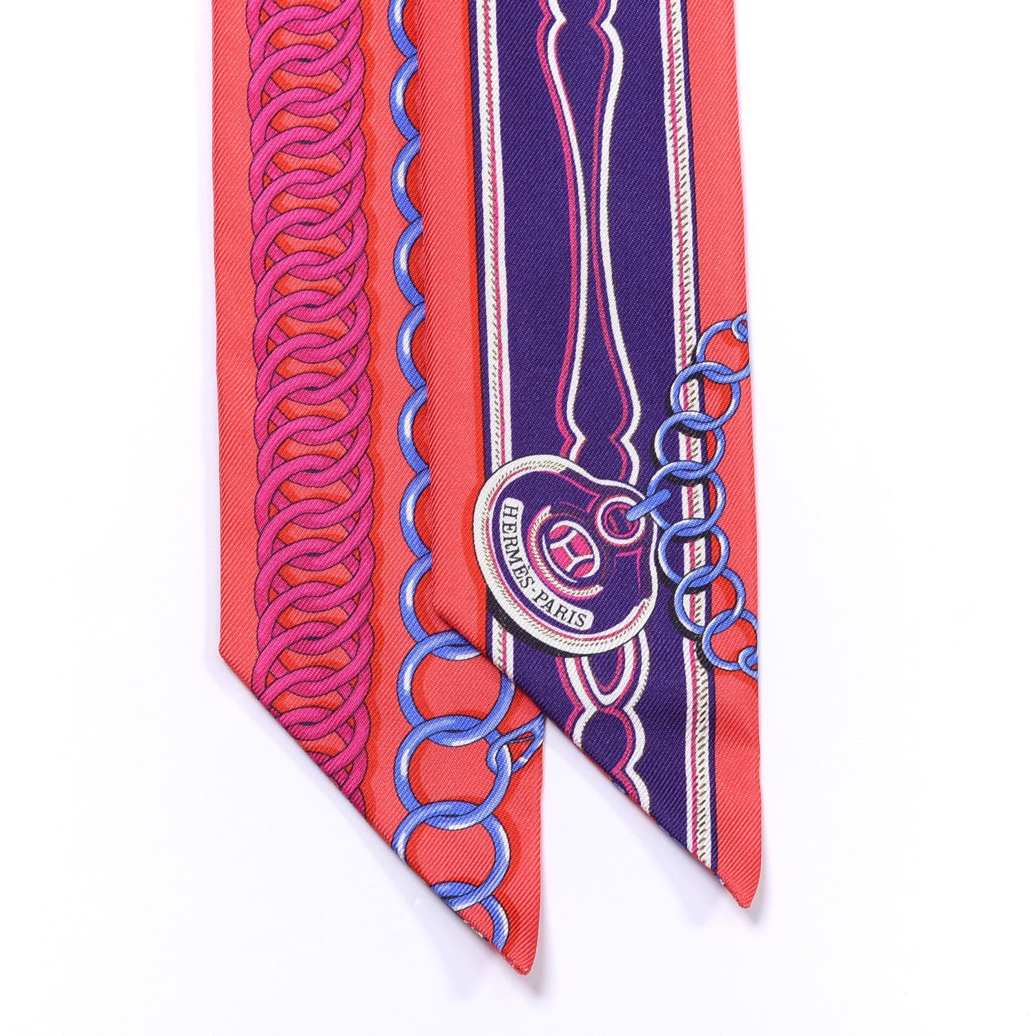 Hermes Silk Maillons Twilly Rouge Indigo Fuchsia 2 of 4