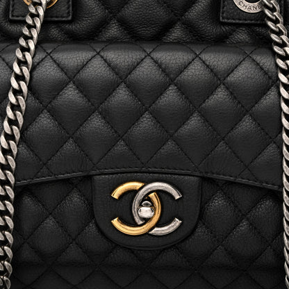 Chanel Metallic Grained Calfskin Quilted Large Casual Pocket Tote Black 8 of 11