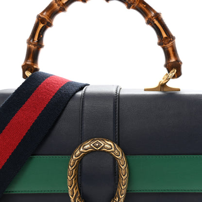 Gucci Moon Calfskin Bamboo Web Medium Dionysus Top Handle Bag Blue Emerald Hibiscus Red 8 of 10