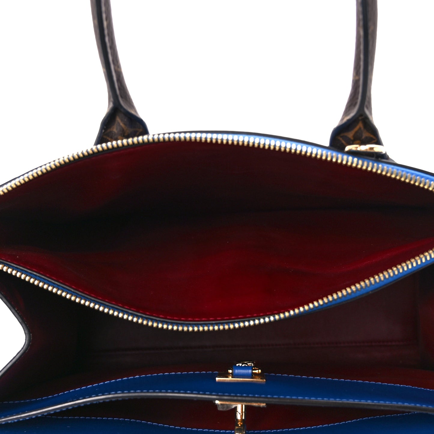 Calfskin Monogram City Steamer MM Blue Burgundy White