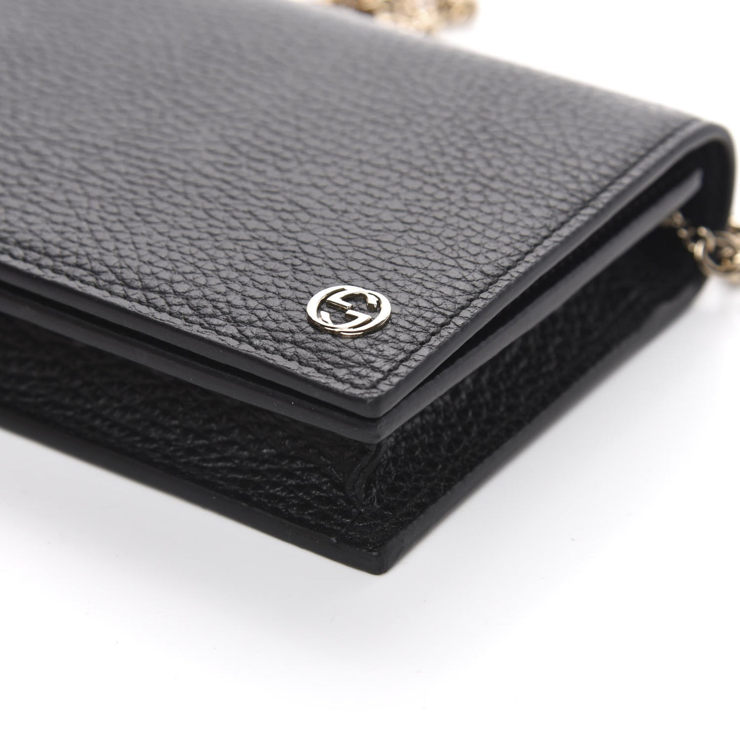 Dollar Calfskin Medium Betty Chain Wallet Black