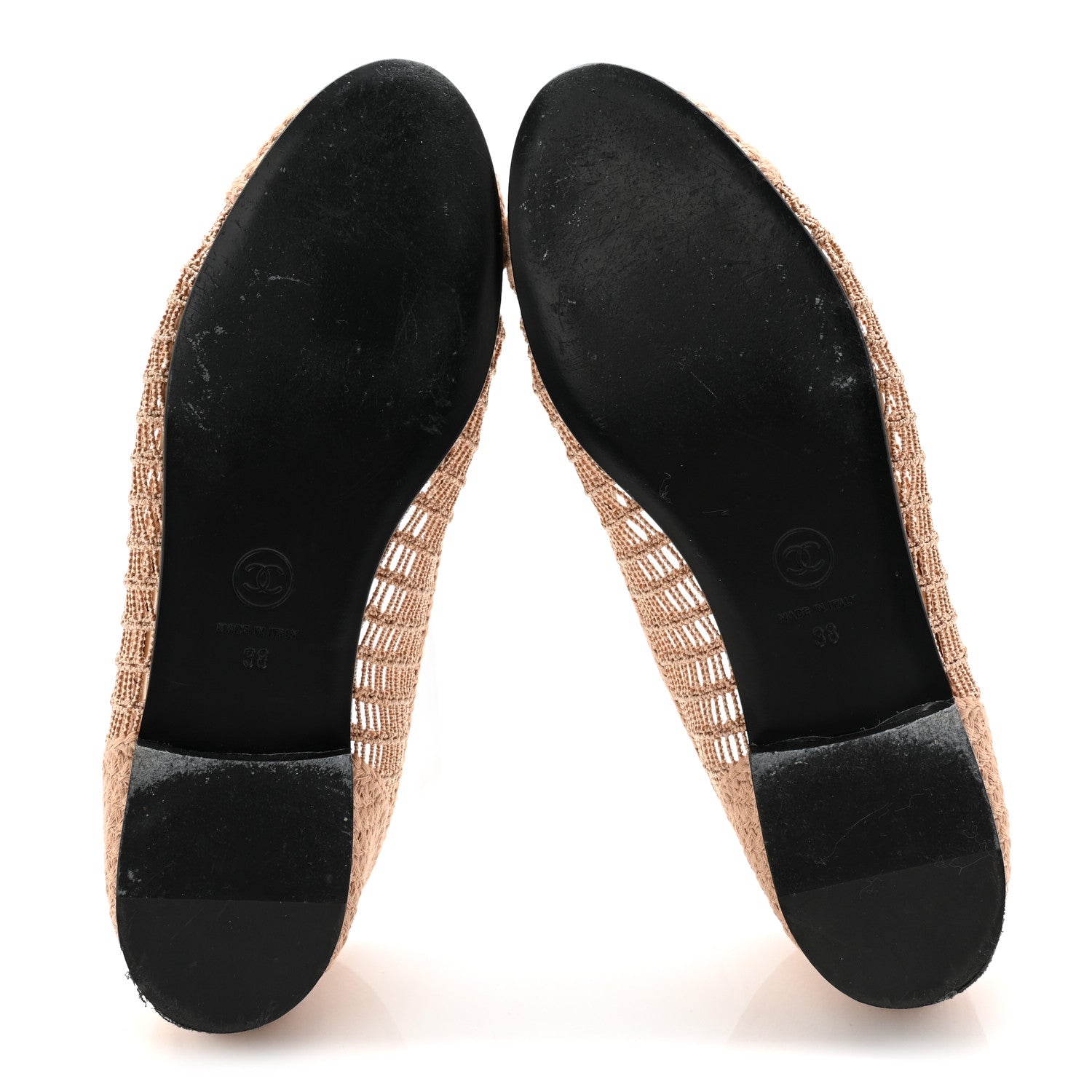 Chanel Raffia Cap Toe Ballerina Flats 38 Beige 6 of 10