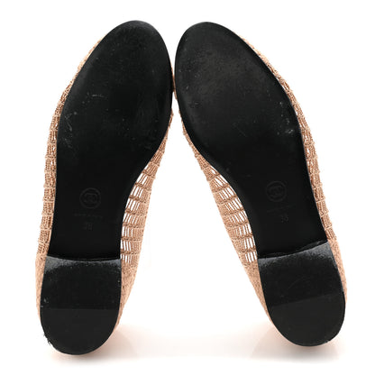 Chanel Raffia Cap Toe Ballerina Flats 38 Beige 6 of 10