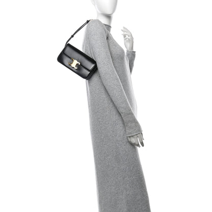 Celine Shiny Calfskin Triomphe Shoulder Bag Black 2 of 12