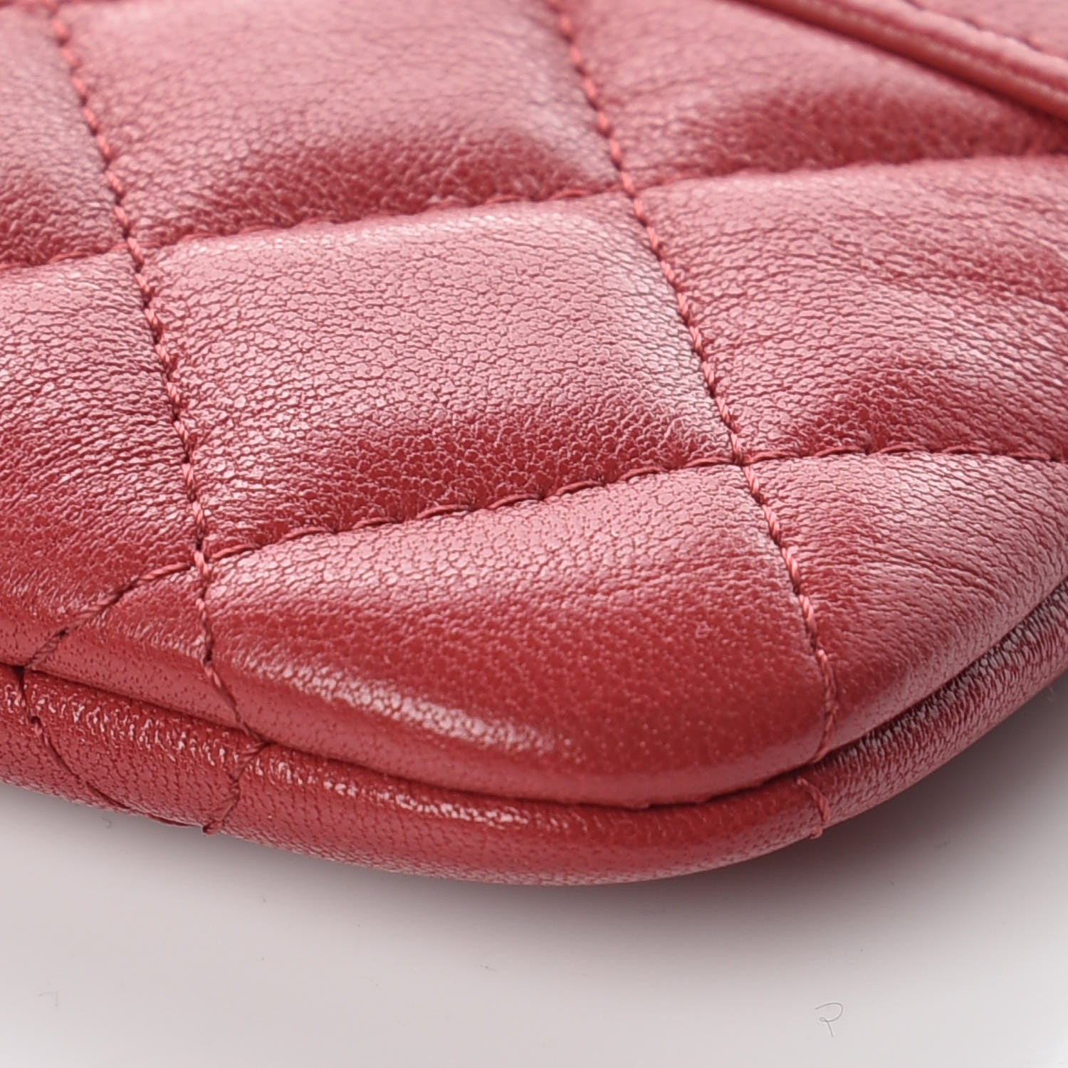 Chanel Sheepskin Quilted Small Vintage Mademoiselle Cosmetic Case Red 6 of 10