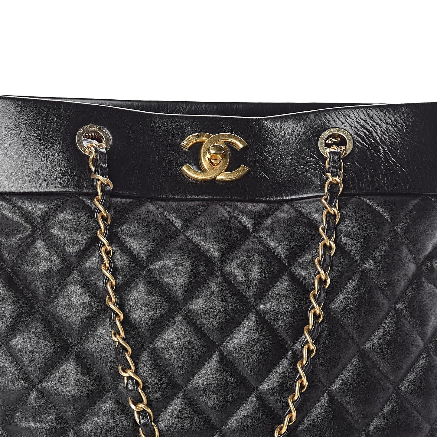 Calfskin Quilted Large Soft Elegance Tote Black