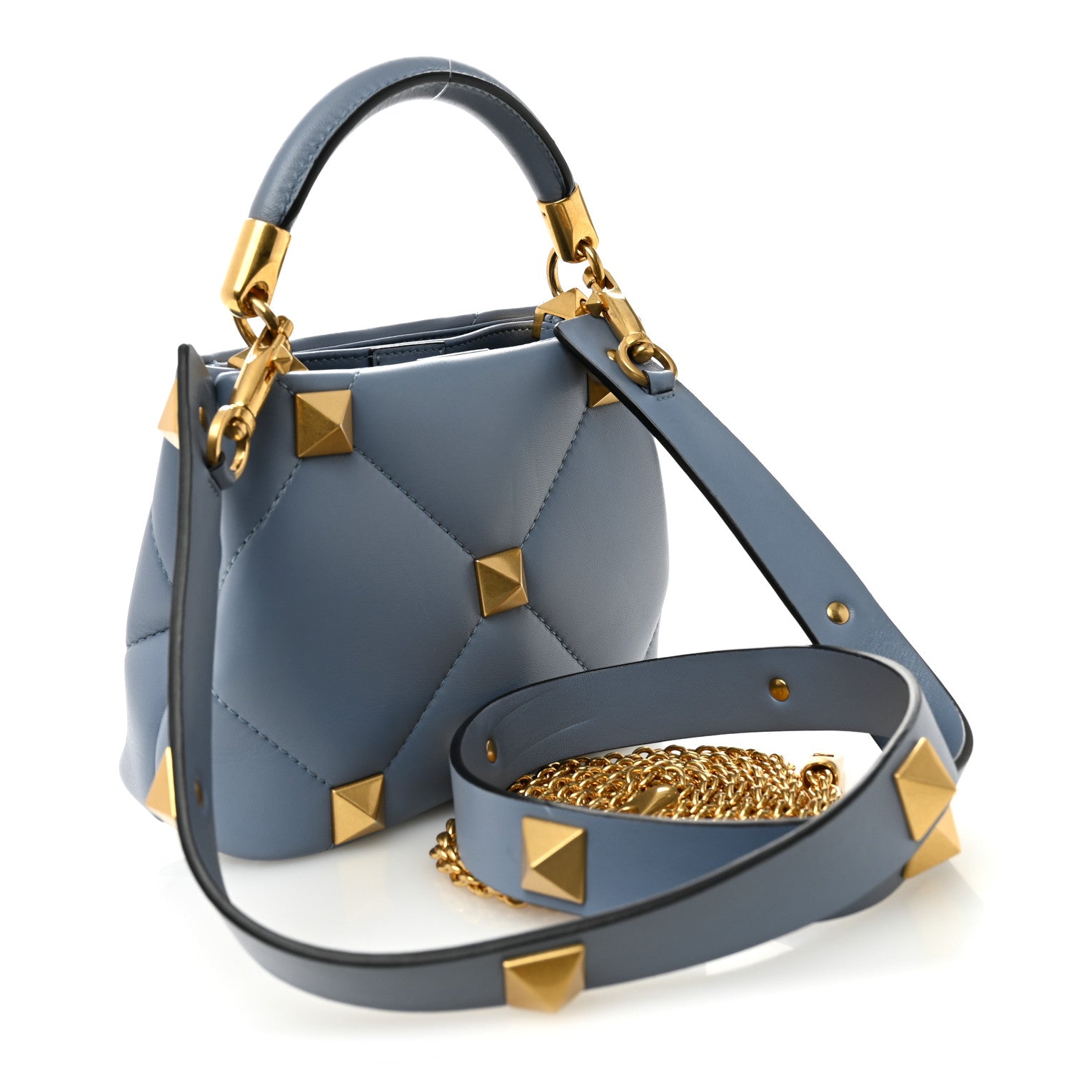 Valentino Garavani Nappa Mini Roman Stud The Handle Bag Niagara 3 of 9