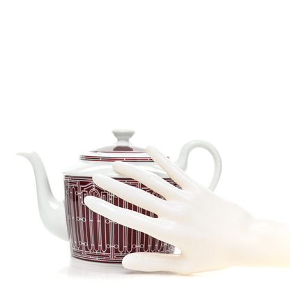 Hermes Porcelain H Deco Coffee/Tea Pot Rouge 2 of 9