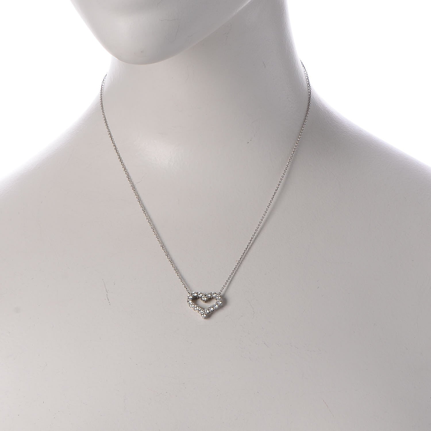 Tiffany Platinum Diamond Small Heart Pendant Necklace 2 of 6
