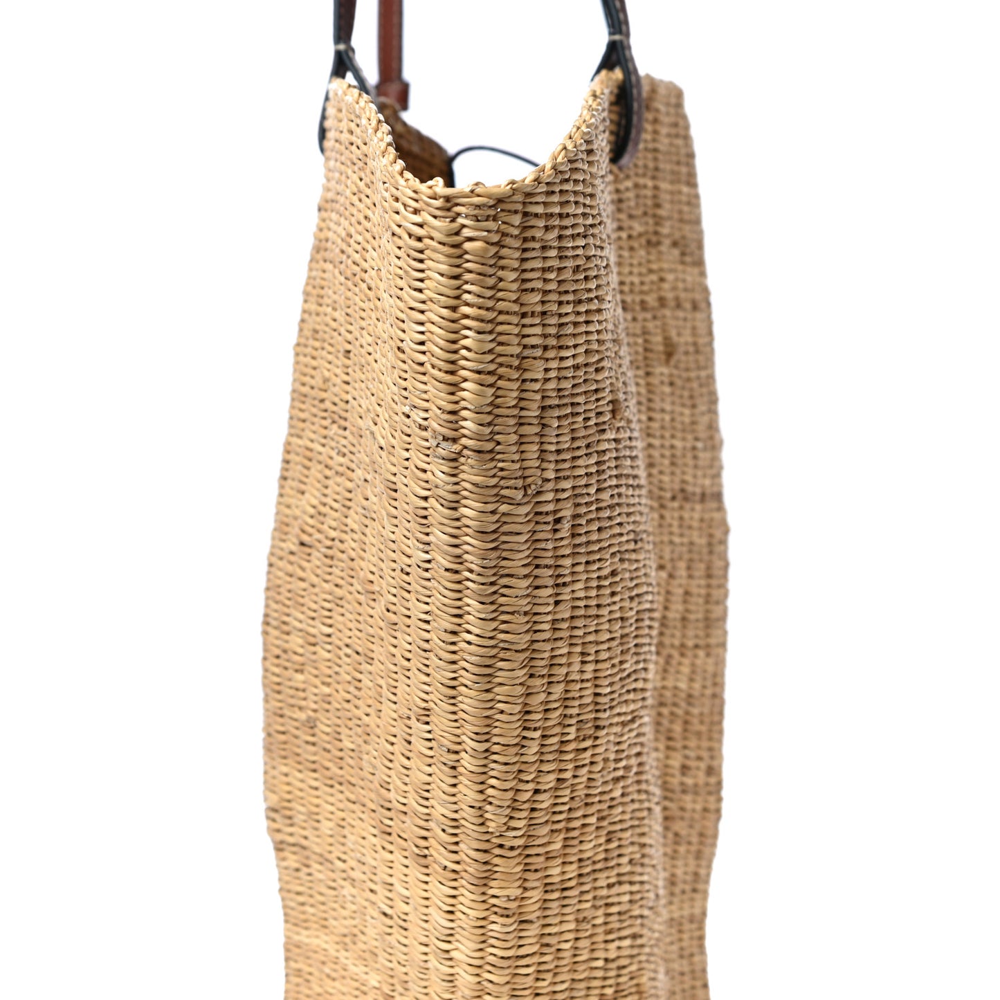 Calfskin Raffia Paulas Ibiza Small Basket Tote Bag Natural Tan