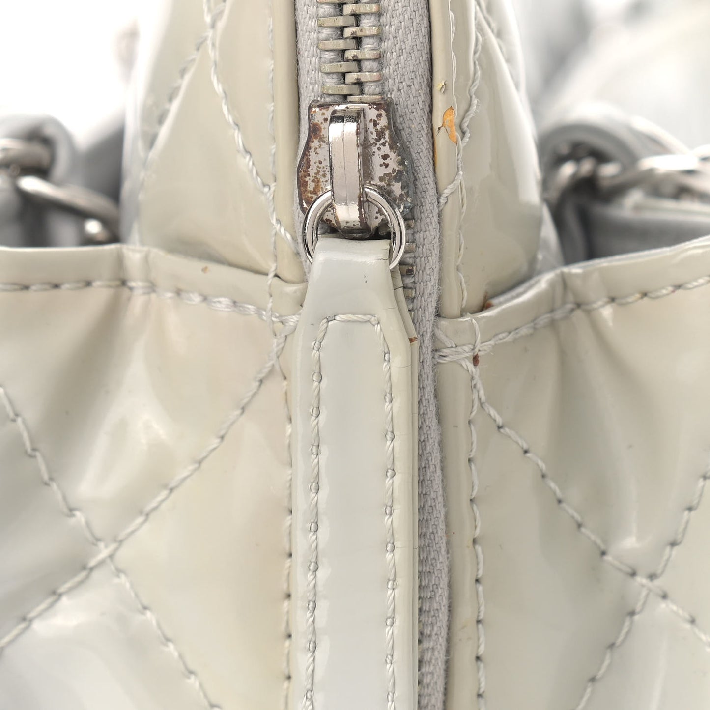 Vinyl Quilted In the Business Camera Case Light Grey