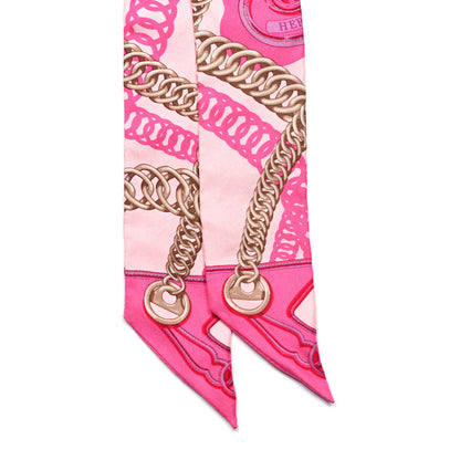 Hermes Silk Maillons Twilly Rose Pale Marron Glace Rose 2 of 4