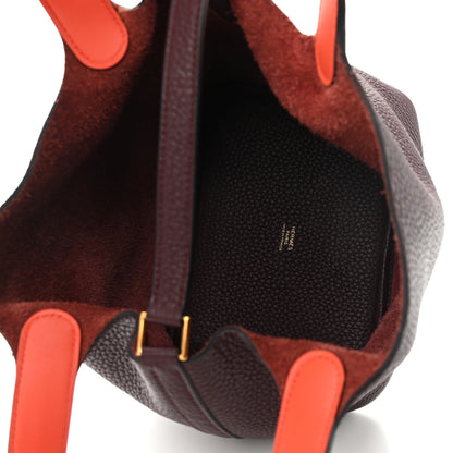 Hermes Taurillon Clemence Swift Eclat Picotin Lock 18 PM Prune Orange Poppy 4 of 10