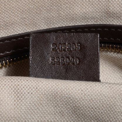 Gucci Monogram Selleria Calfskin Vintage Web Medium Boston Beige Ebony Cocoa 8 of 8