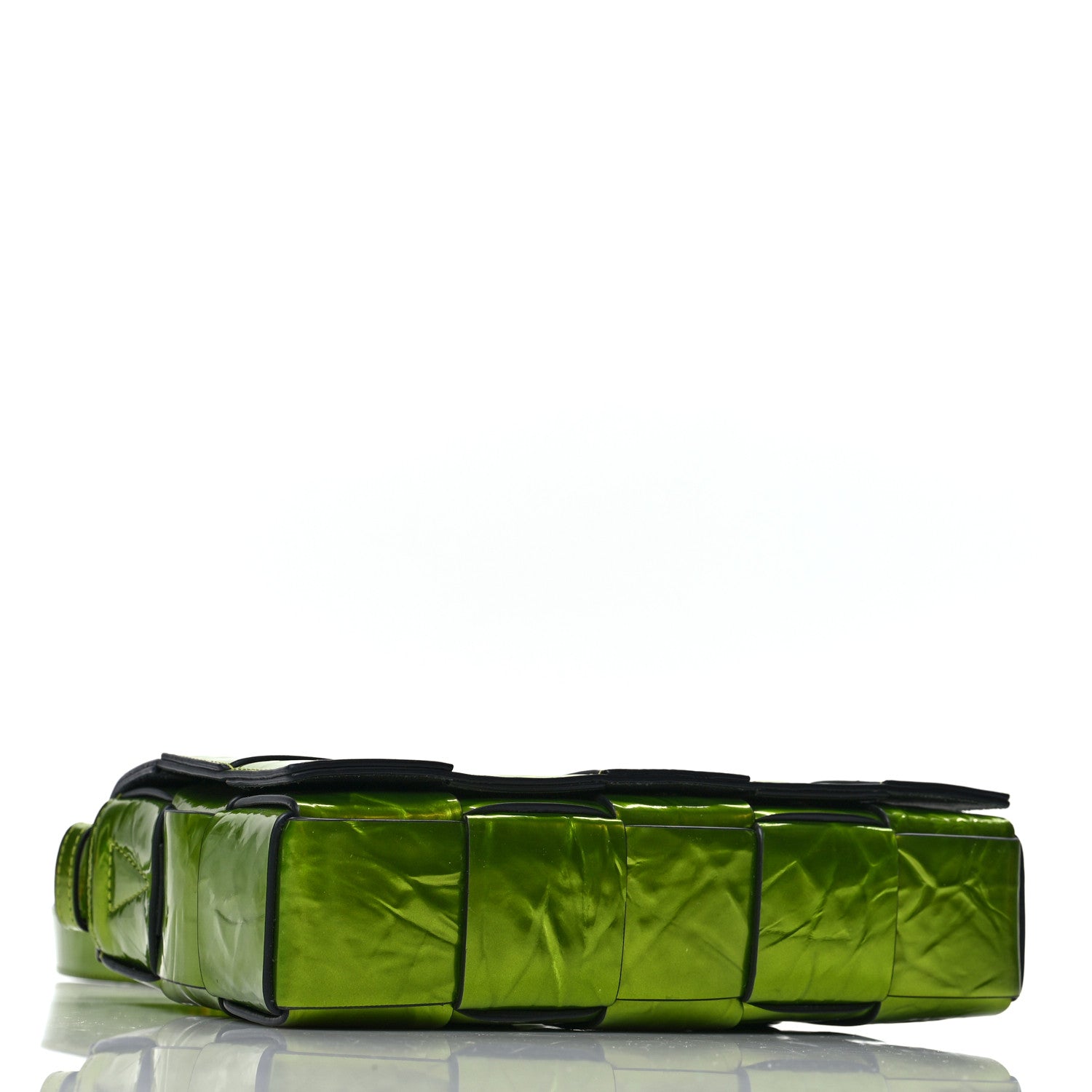 Bottega Veneta Metallic Crushed Calfskin Maxi Intrecciato Cassette Crossbody Bag Chlorophyll 4 of 9