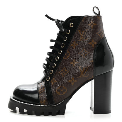 Louis Vuitton Patent Calfskin Monogram Star Trail Ankle Boots 37 Black 1 of 8