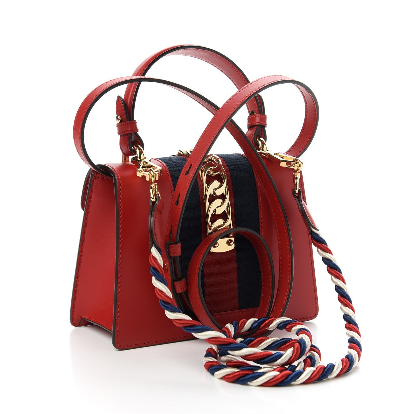 Calfskin Mini Sylvie Top Handle Bag Hibiscus Red