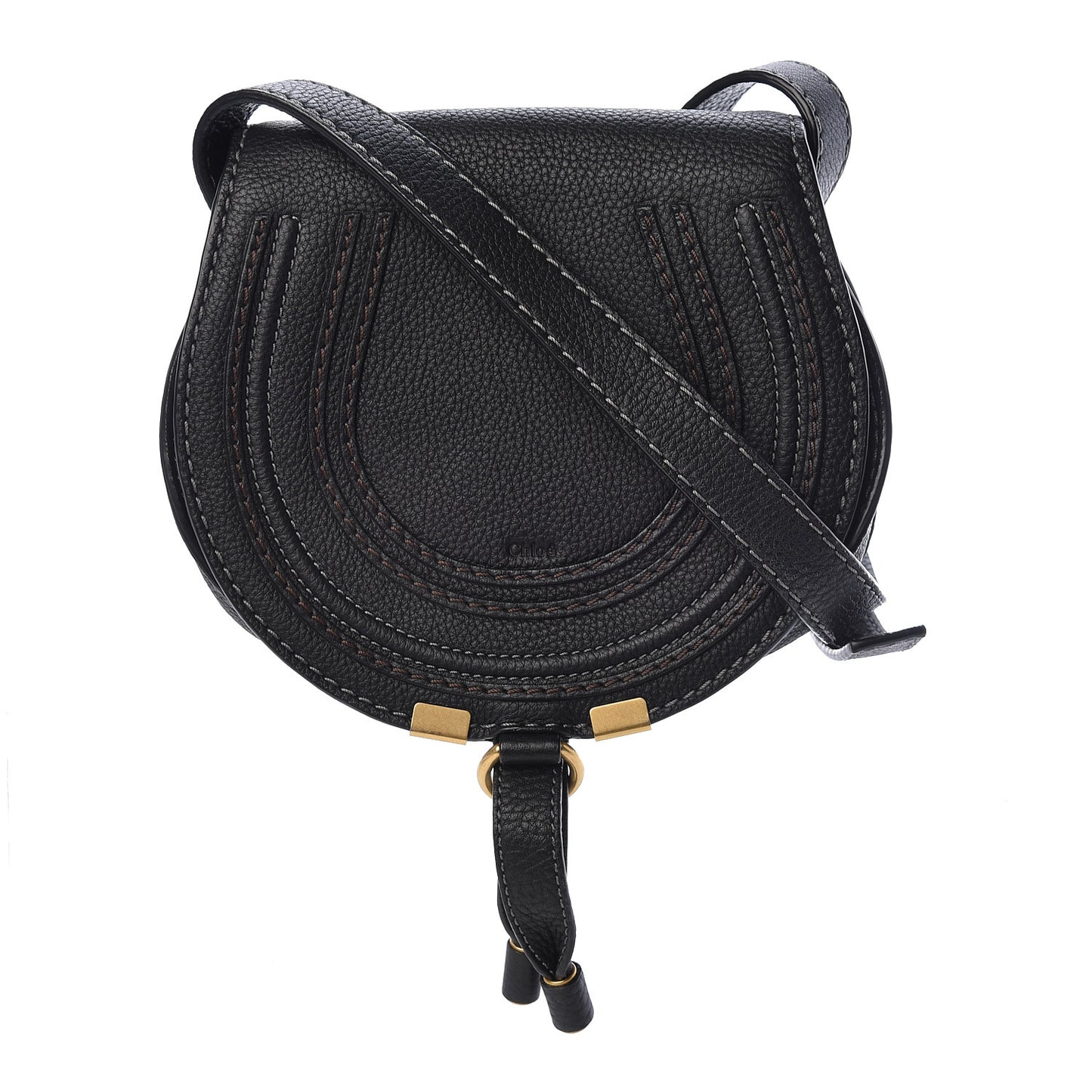 Calfskin Mini Marcie Round Crossbody Bag Black
