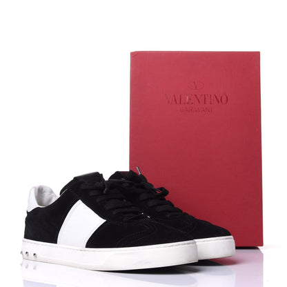 Valentino Garavani Suede Calfskin Womens Rockstud Flycrew Sneakers 40 Black White 12 of 12