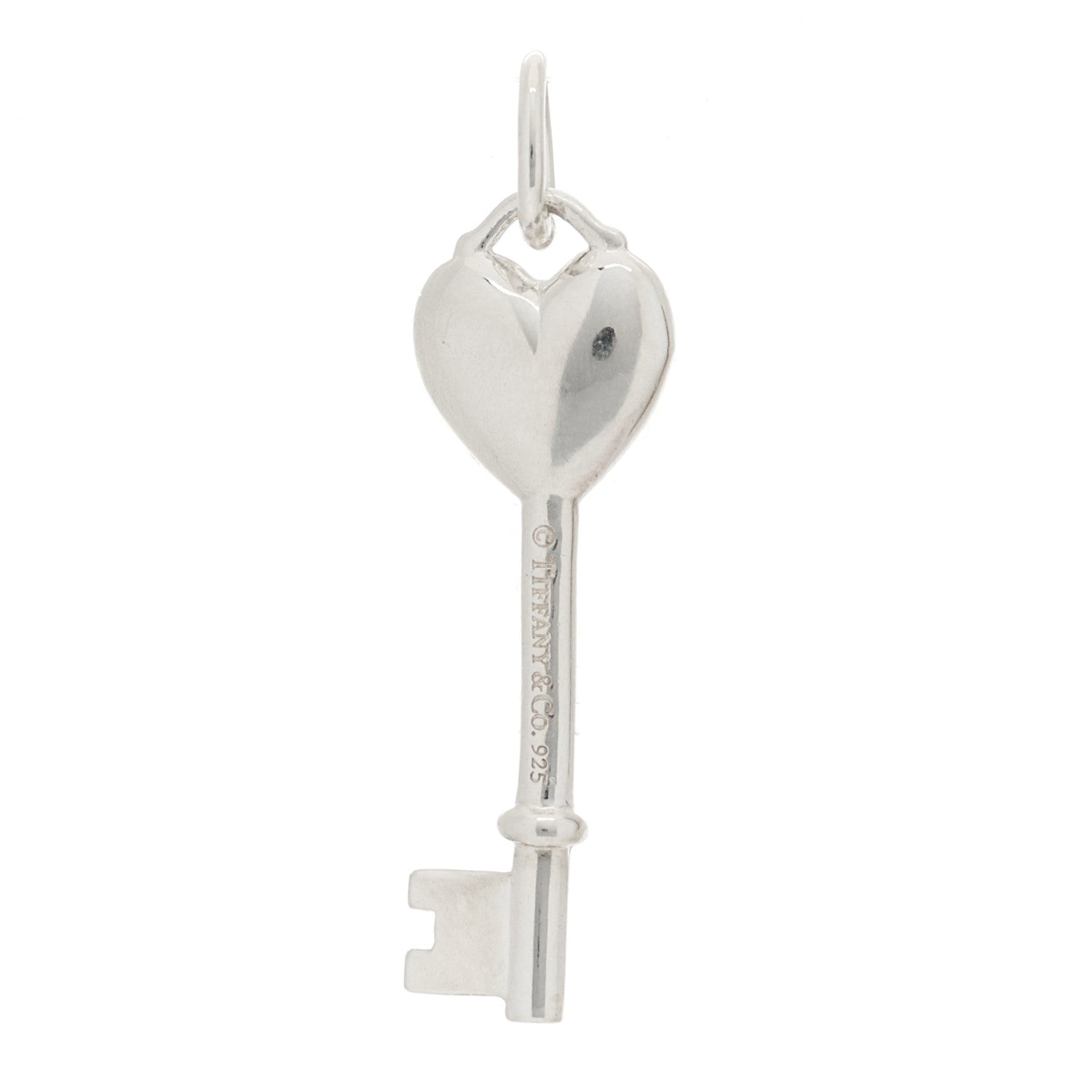 Tiffany Sterling Silver Diamond Heart Key Pendant 3 of 3